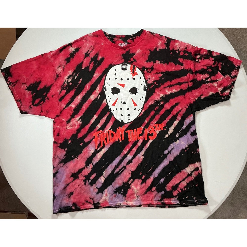 Friday The 13th T Shirt Mens 4XL Red Tie Dye Jason Voorhees Mask Horror Graphic